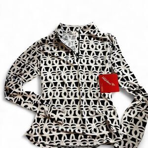 NWT Ladies Black & White Golf Tennis Long Sleeve Mock Shirt Medium